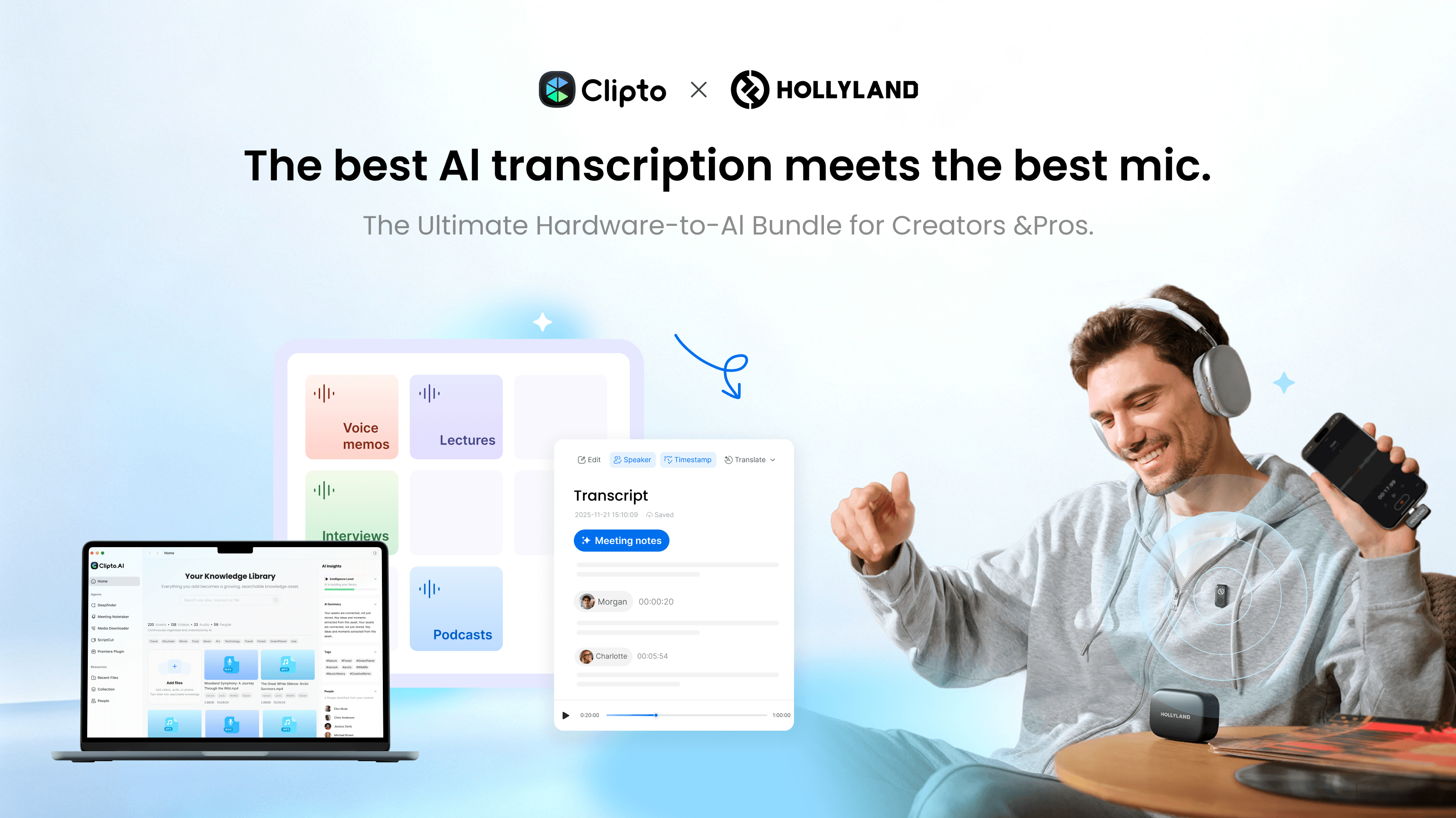 Clipto.AI 与 Hollyland 猛玛达成战略合作: 共同探索 AI Memory Layer 与智能硬件的融合