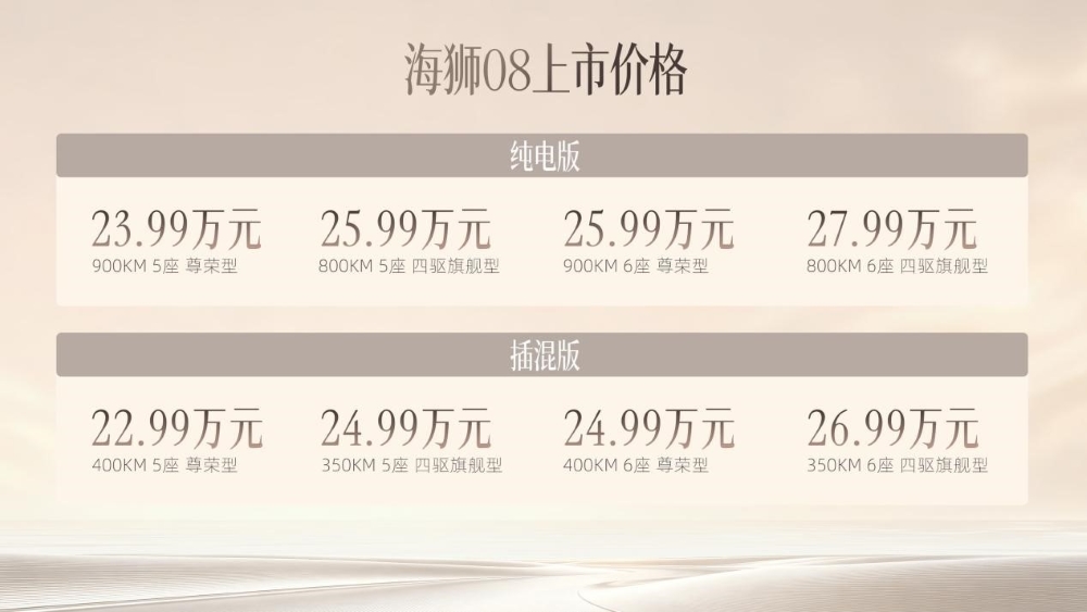 比亚迪海狮08 22.99万起售!全系支持闪充,标配云辇-A与后轮转向