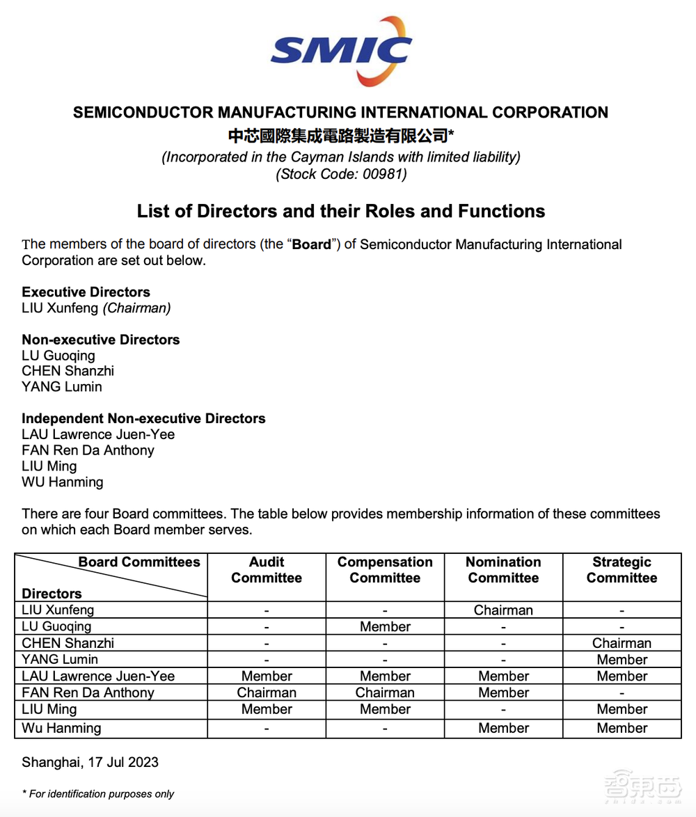 刚刚,中芯国际官宣董事长高永岗辞任,副董事长接任
