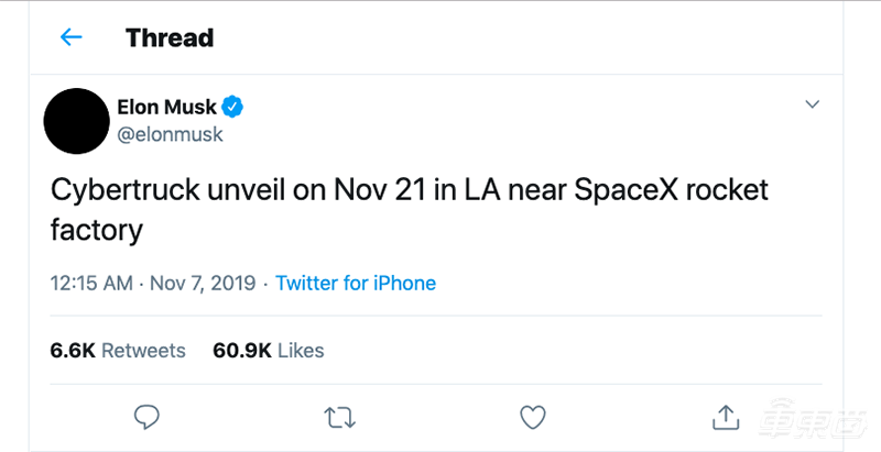 马斯克发推确认:11月21日发布电动皮卡,或走科幻风