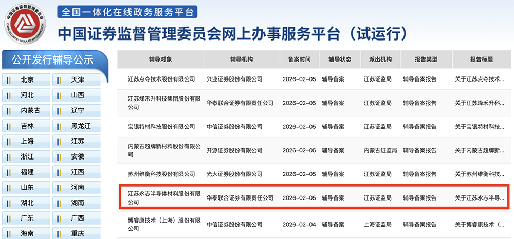 江苏半导体材料“小巨人”，启动IPO