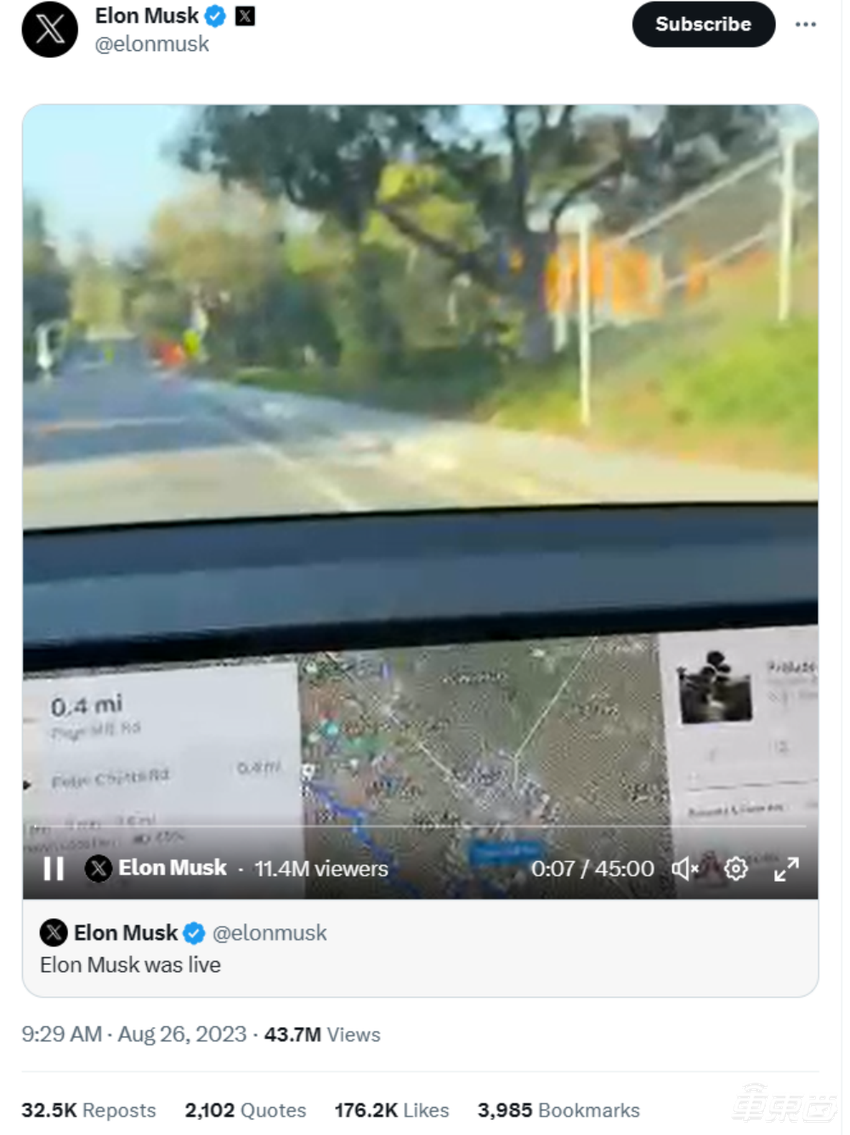 评论区炸锅了!马斯克直播路测FSD,45分钟仅接管一次