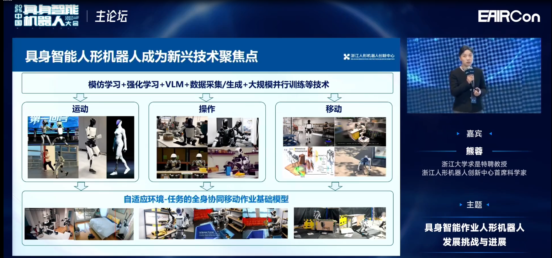 浙江人形熊蓉教授:模型不光是泛化问题,还要关注机器人行为能力构建 | EAIRCon 2025