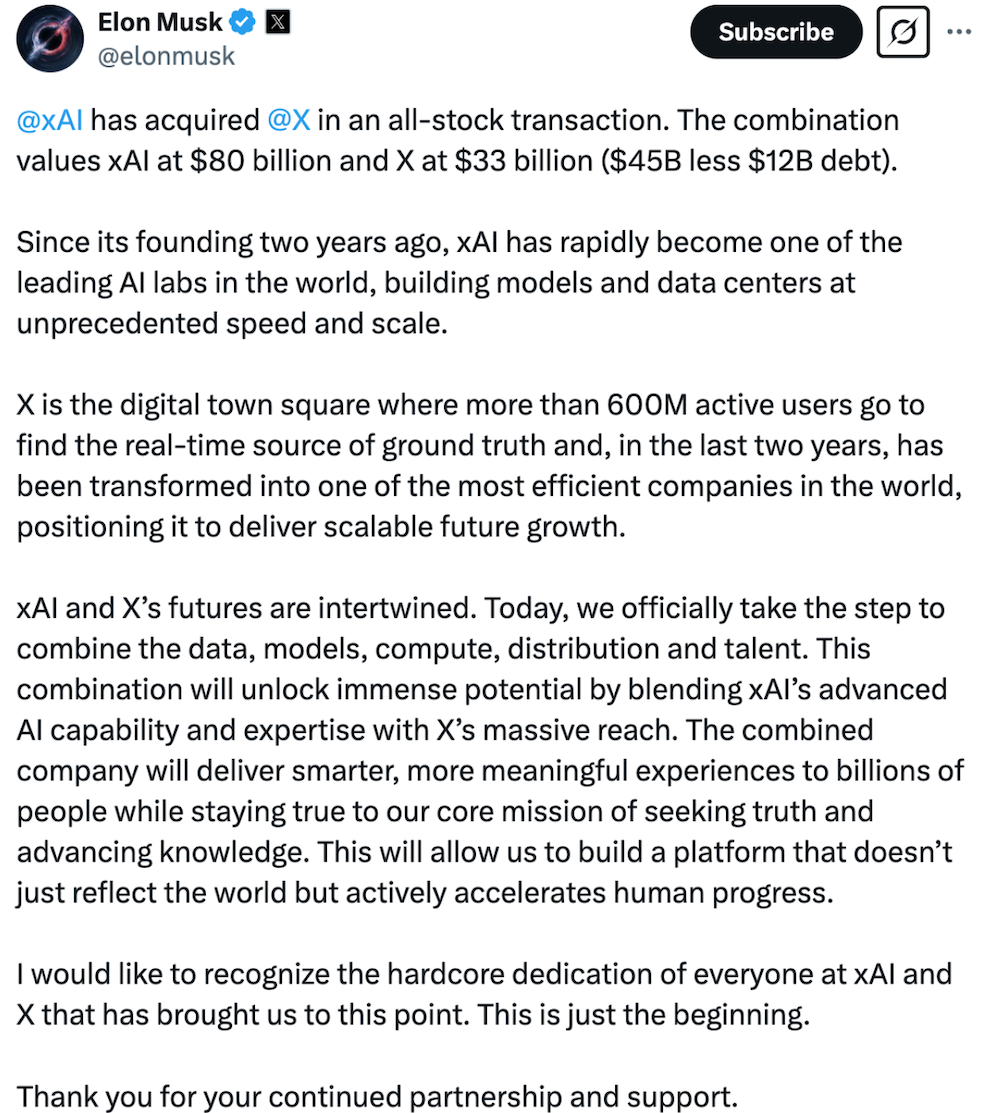 传xAI计划融资200亿美元  估值将超1200亿美元