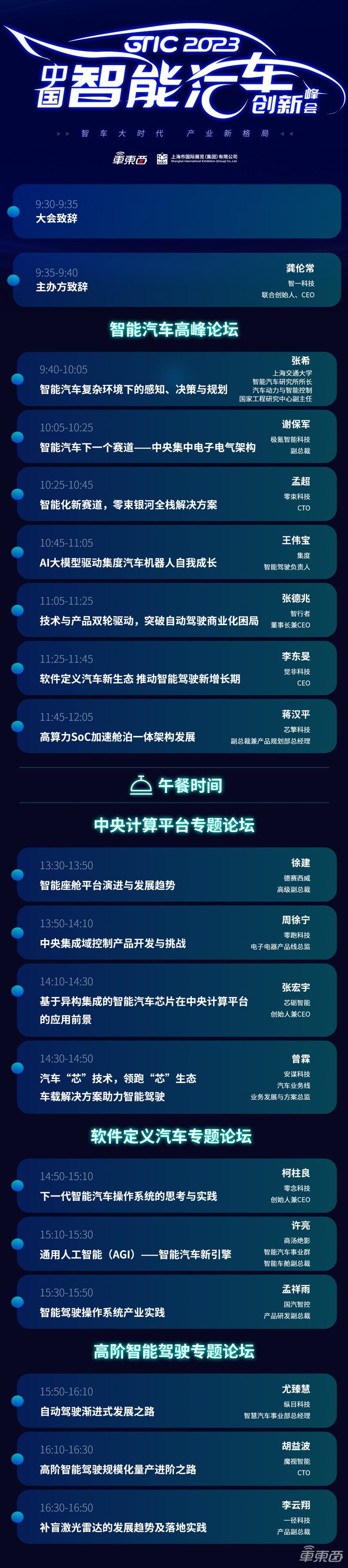 AI大模型抢着上车，高阶智驾拼量产！车东西智能汽车峰会议程公布，上海车展见