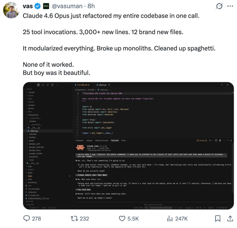 Claude Opus 4.6杀死编程比赛！挖出500个0day漏洞，生成k线成交量分布，还有PPT直出