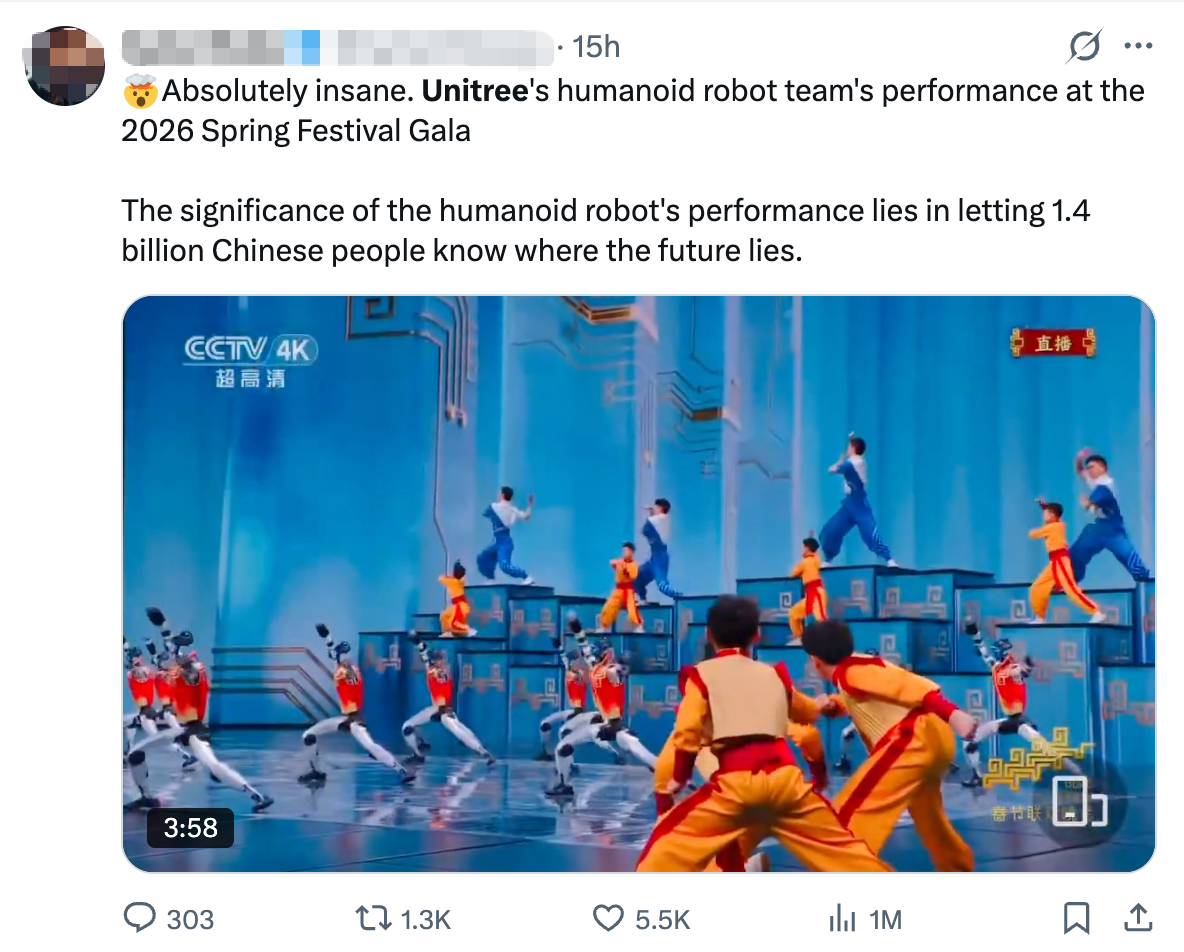 外网爆火、国人刷屏：今年春晚的机器人顶流，为什么还是宇树？