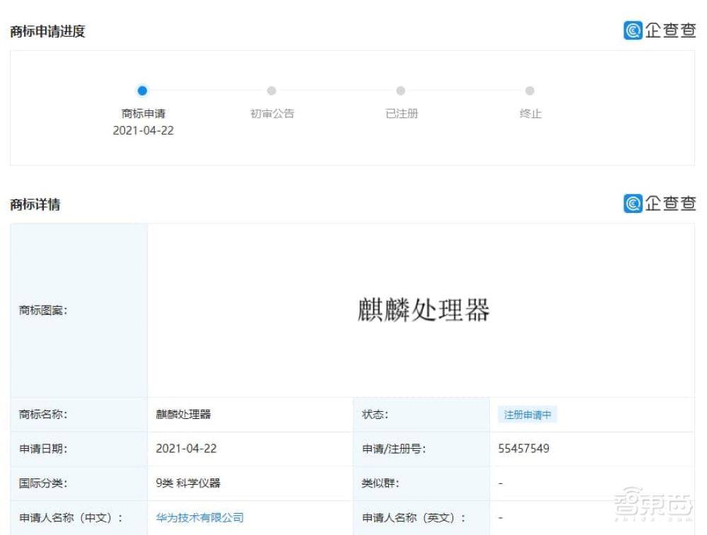 曝华为3nm芯片正在研发，已注册麒麟处理器商标