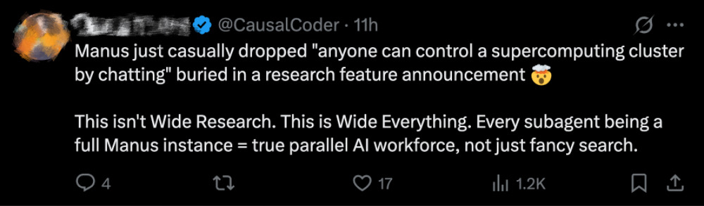 Manus跑路后首次更新,可让上百个Agent一起干活儿