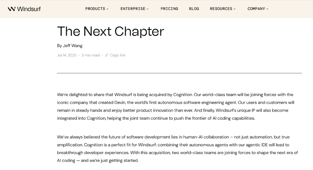 谷歌砸170亿抢人,华人创企捡漏:Windsurf 72小时闪电解体