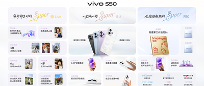 vivo掏出“长焦Live神器”S50系列：大模型画质算法加持，小屏大电池，2999元起