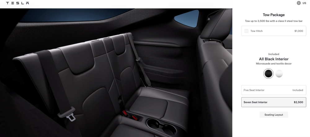特斯拉在美重启Model Y七座选配!仅限四驱版,第三排空间仍局促