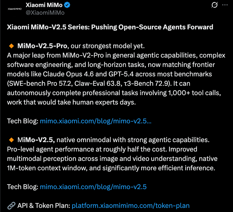 DeepSeek V4发布前，罗福莉亮剑！小米最强大模型MiMo-V2.5深夜突袭