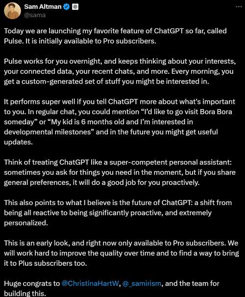 OpenAI最强“主动智能”提前享受，一觉醒来晨报送上，Pro用户赢麻了