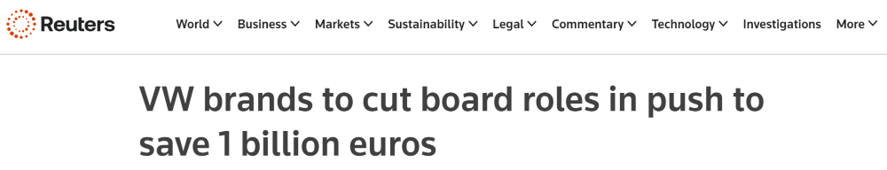 大众为降本拼了!大刀砍向董事会,四年要省80亿