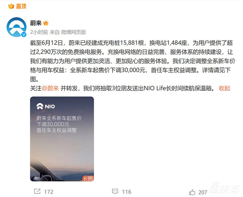 蔚来全系降3万!取消免费换电,李斌:凌晨3点还在推敲