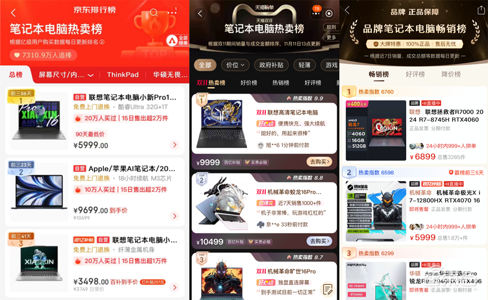 AI硬件轰炸“双十一”：苹果小米华为猛赚，字节讯飞争销冠，联想稳坐AI PC“一哥”