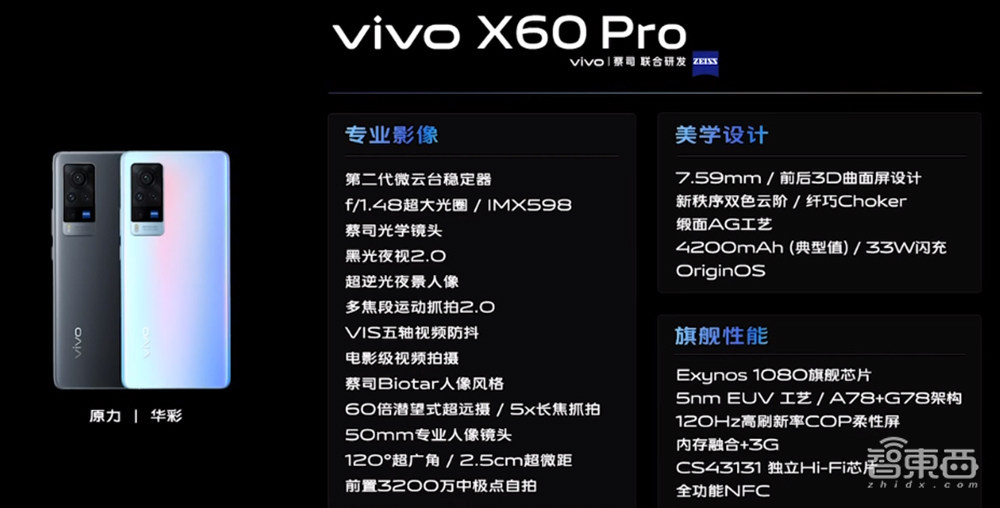 vivo X60首发三星Exynos 1080!蔡司定制镜头,微云台加持