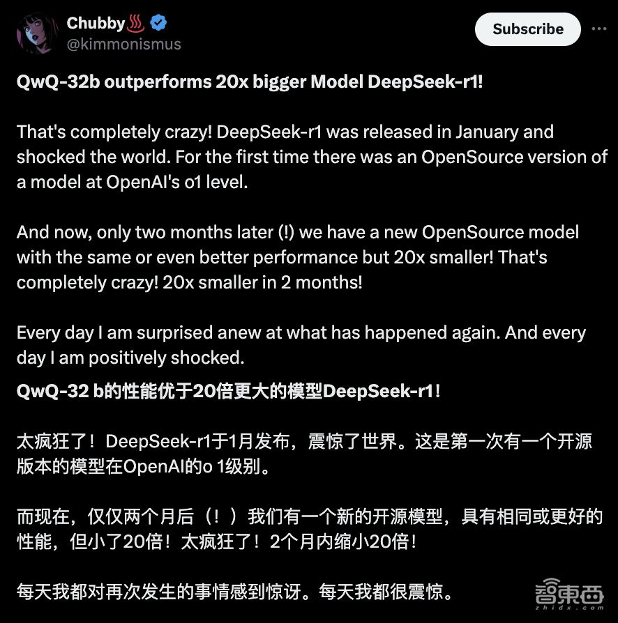 阿里32B新模型比肩满血DeepSeek-R1！苹果Mac本地可跑，网友已玩疯