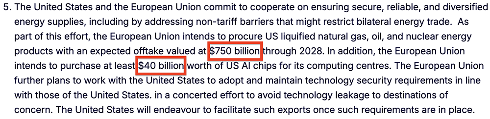 欧盟承诺采购400亿美元美国AI芯片