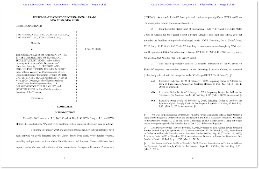 比亚迪状告美国政府！硬刚“关税大棒”