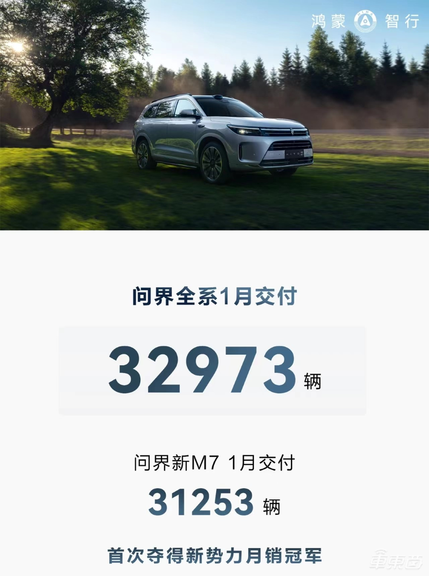 余承东自称“余小嘴”，问界月销首超理想！14家车企秀出1月成绩单
