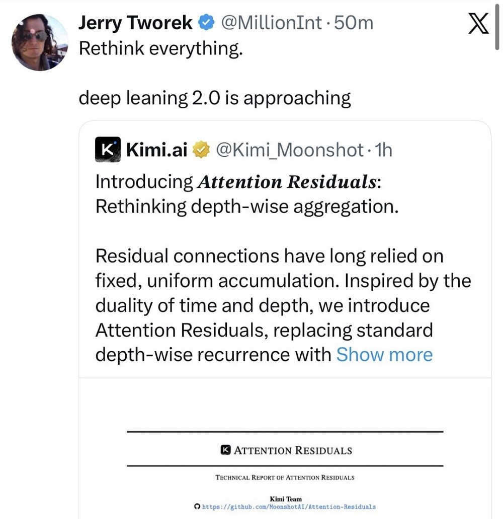 杨植麟带队发论文，Kimi下一代模型架构曝光，推理之父惊呼：深度学习2.0要来了！