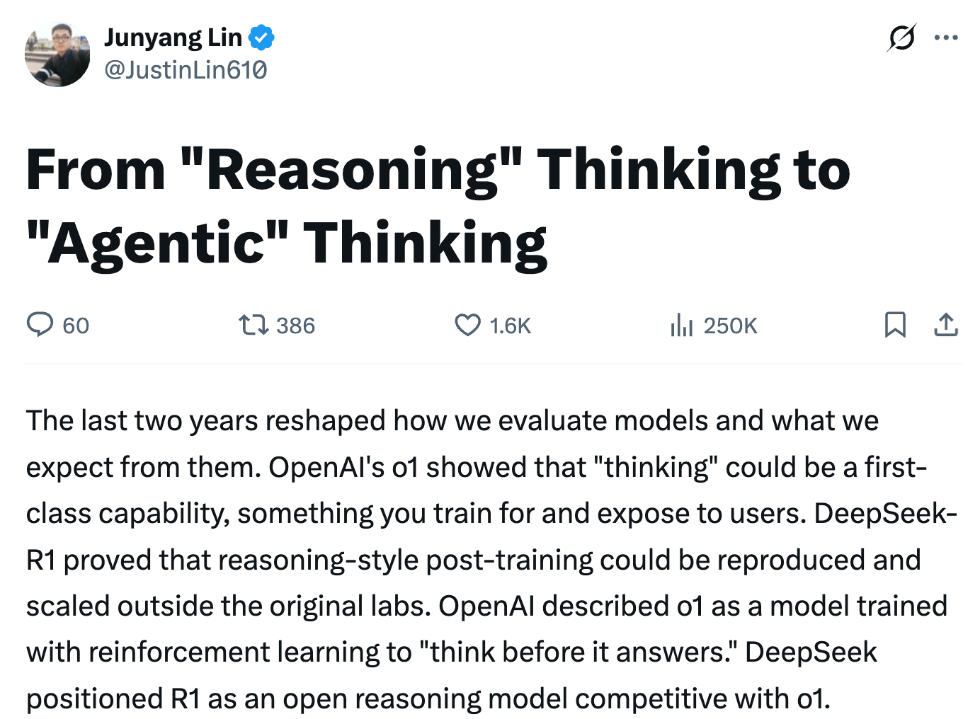 林俊旸离职后首发文:我们为什么没把“思考+指令”合并好?