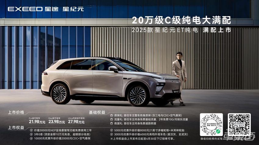 标配高阶智驾+760km续航，C级纯电SUV星纪元ET 21.98万起售
