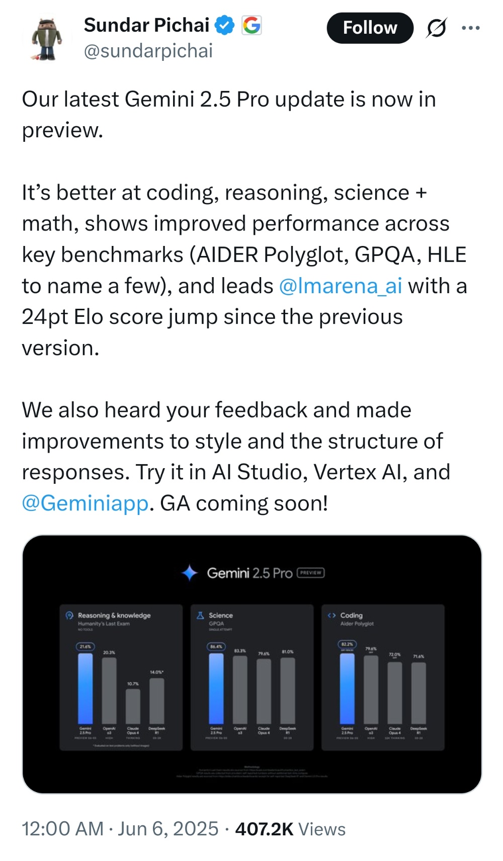 新版Gemini 2.5 pro屠榜！谷歌又把o3、Claude 4和DeepSeek-R1甩在身后了