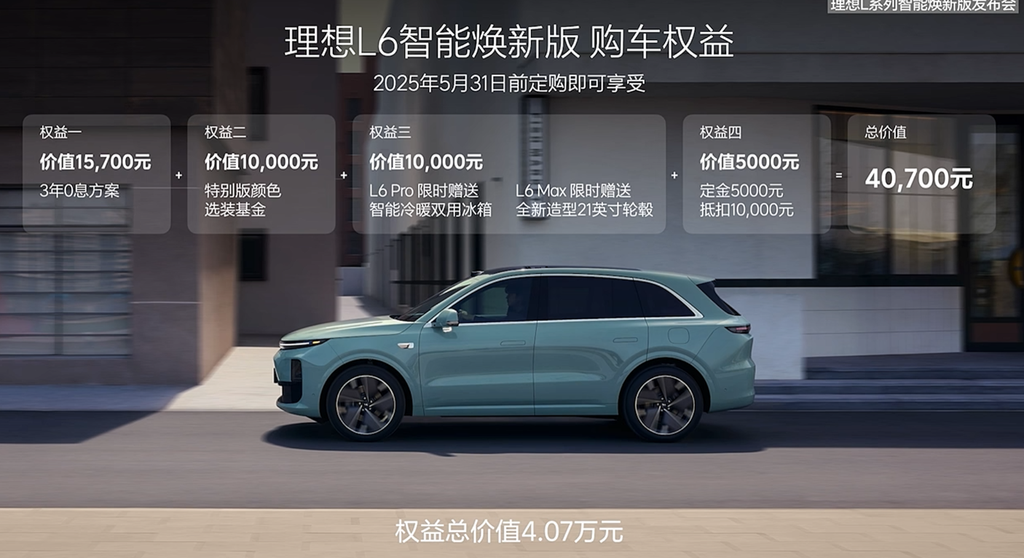 理想新车打折卖?3年免息超4万权益,激光雷达、Thor-U都配上了