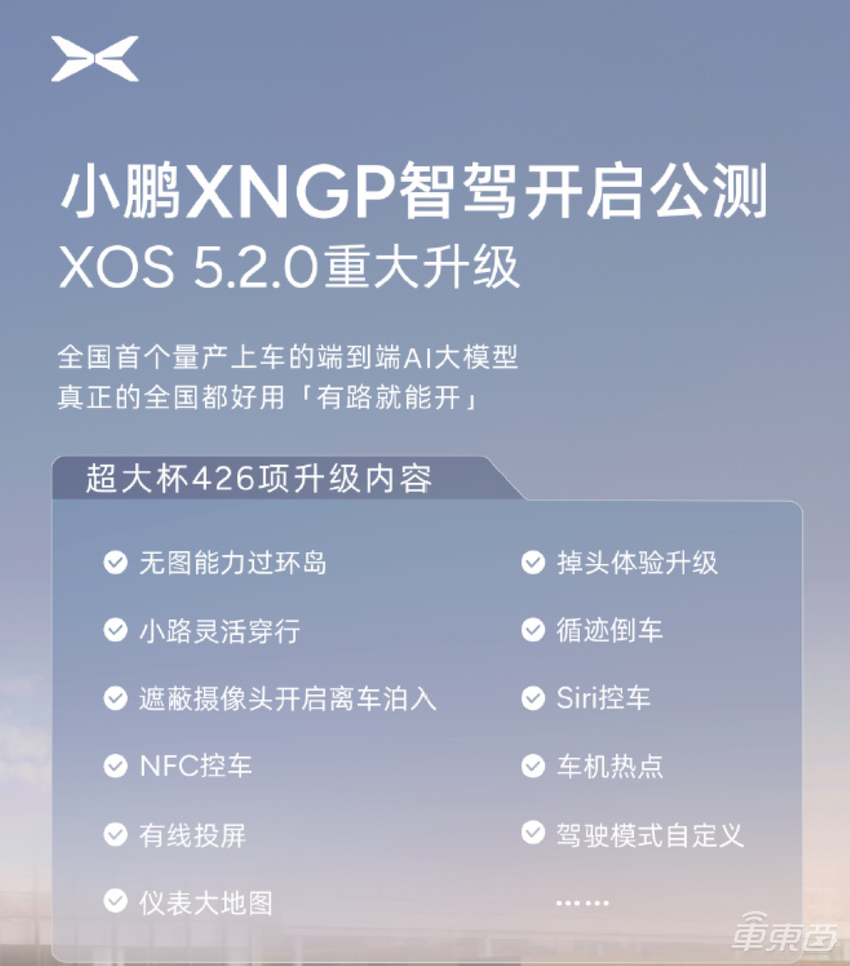 小鹏XNGP全国可用!端到端大模型上车,426项提升