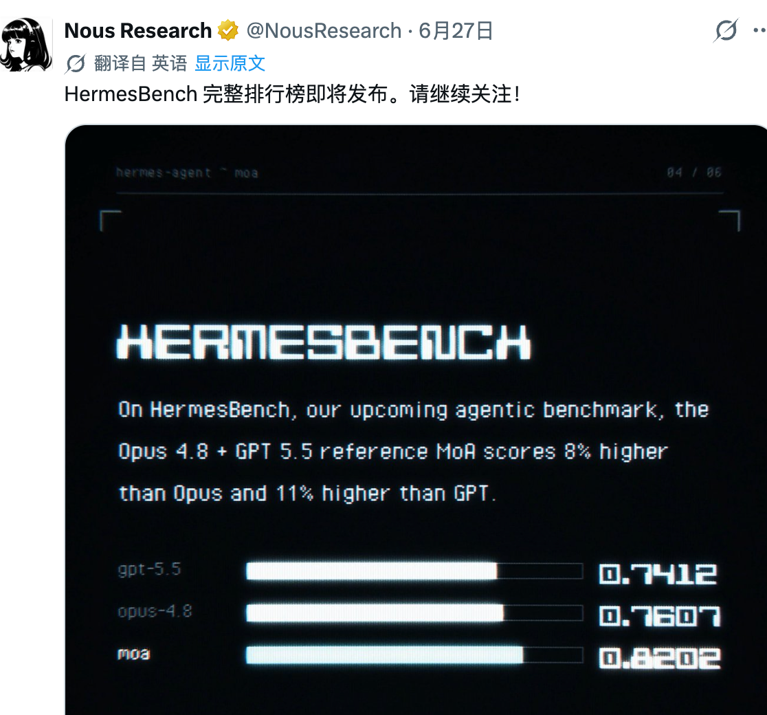 Hermes新功能上线！比Opus 4.8和GPT-5.5还猛