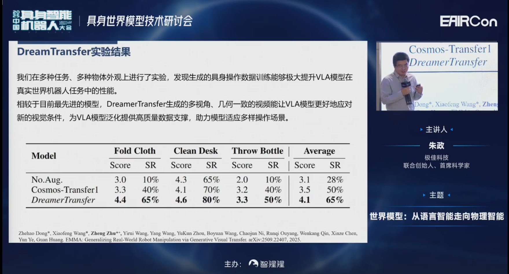 极佳科技首席科学家朱政博士：VLA会融合世界模型知识，变成下一代WA