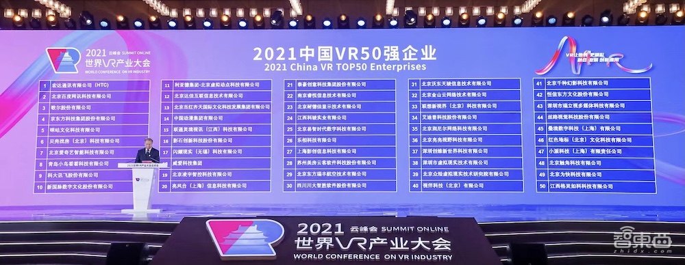 世界VR产业大会速览!HTC登顶中国VR50强企业,百度、歌尔紧跟