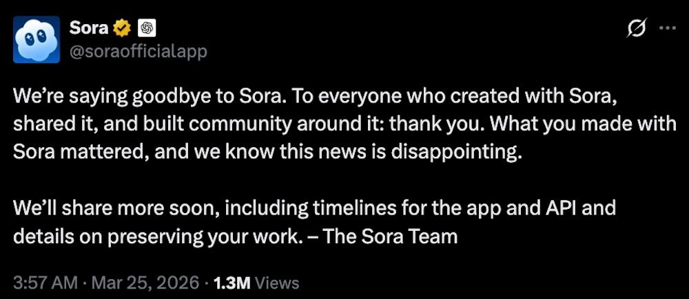 突发！OpenAI关停Sora，迪士尼10亿美元大单作废