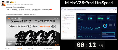 雷军：3倍价格10倍速度！小米万亿参数模型1000 tokens/s狂飙，只需8张GPU