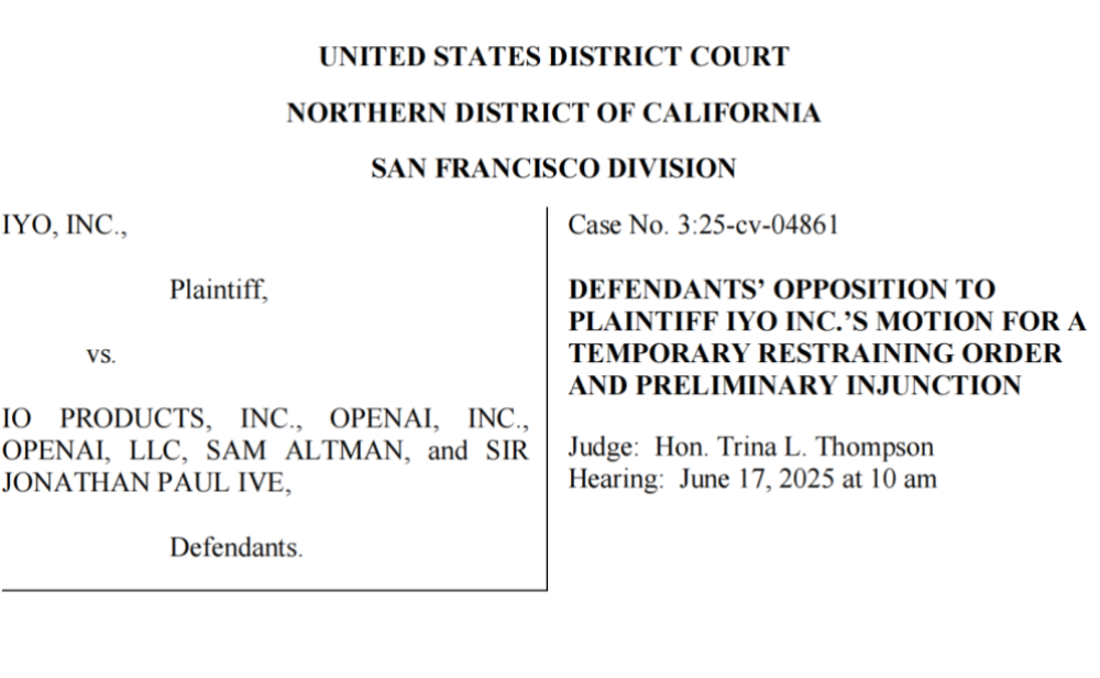 OpenAI首款AI硬件遭狙击！被诉商标侵权与技术窃取，法庭文件曝光