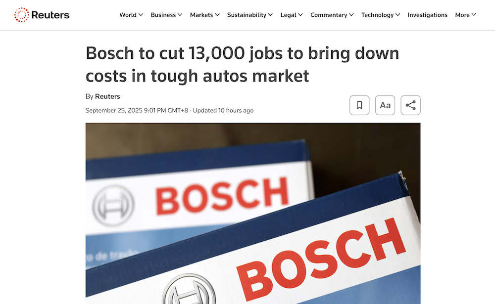 再裁1.3万人！全球最大汽车供应链企业扛不住了，此前已裁9000人