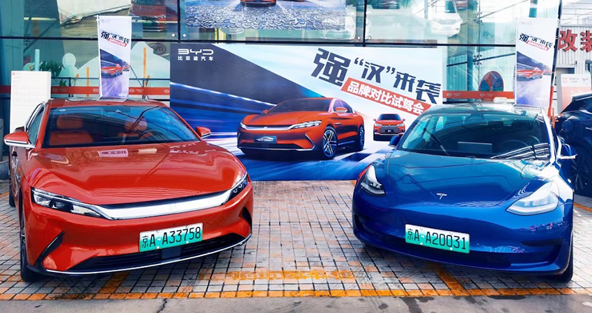 比亚迪汉创造销量神话背后：4S店全面对标Model 3，现场就能对比试驾