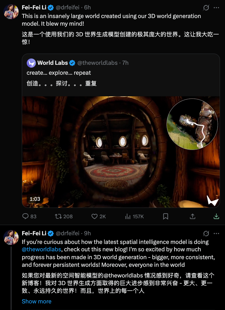 炸场！李飞飞发了个「永久世界」，谷歌Genie 3瞬间不香了？