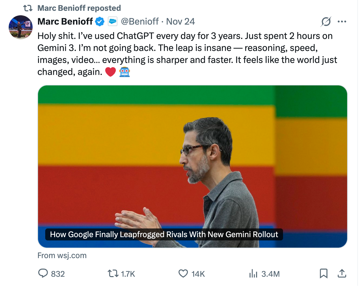 OpenAI内忧外患：模型+App表现被谷歌反超，万亿美元算力投入远超营收