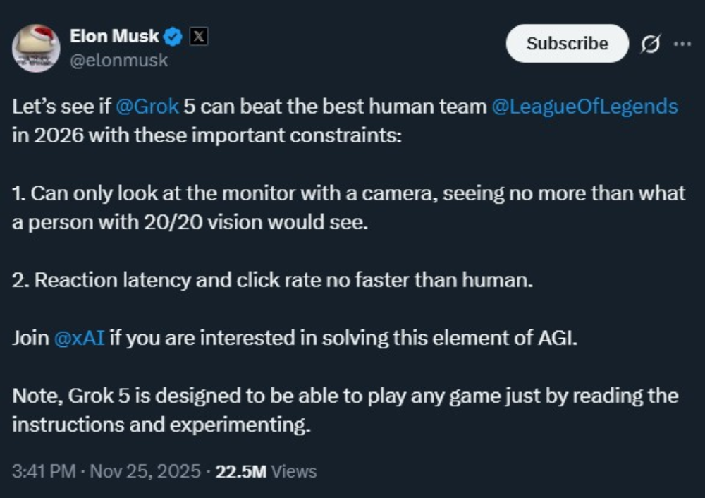 马斯克的AI杀疯了?LOL韩服惊现92%胜率神秘玩家,Faker悬了!