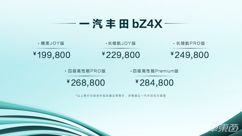 20万起的丰田纯电SUV上市，优缺点全在这