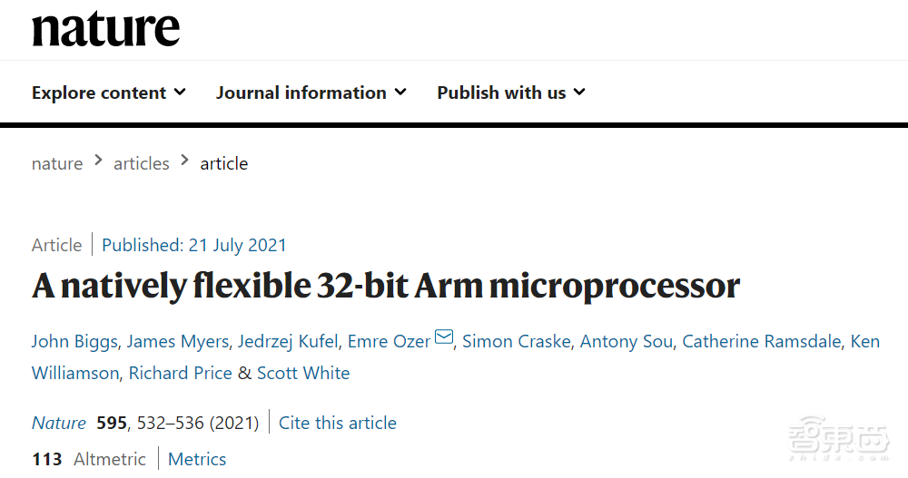 Arm塑料芯片登Nature!0.8μm,首款柔性原生32位微处理器
