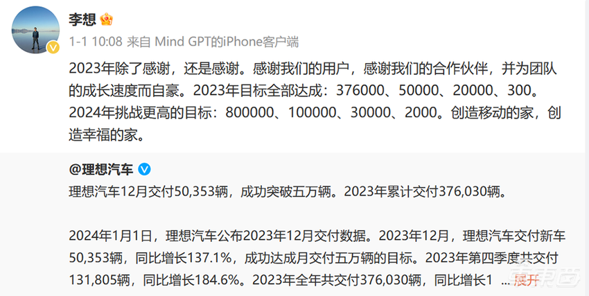 问界销量要猛增500%！理想小鹏翻倍，20家车企画饼，年销目标谁更狠？