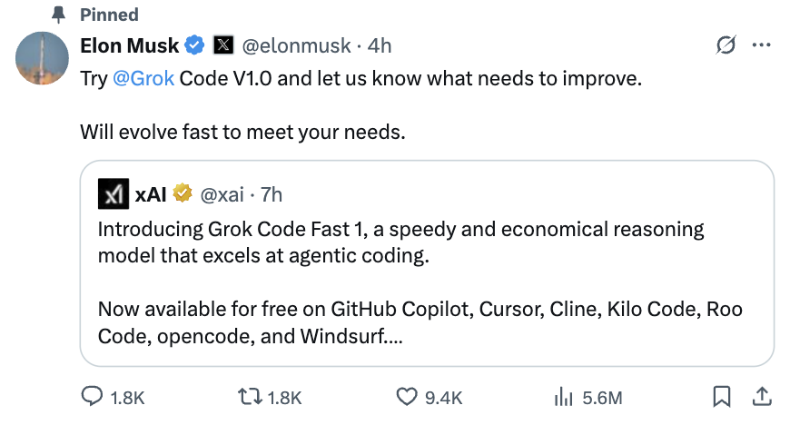 马斯克编程模型限时免费!反应速度快,叫板GPT-5