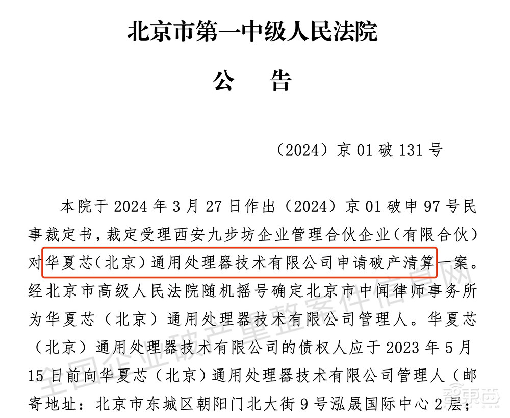 北京AI芯片公司被申请破产清算！