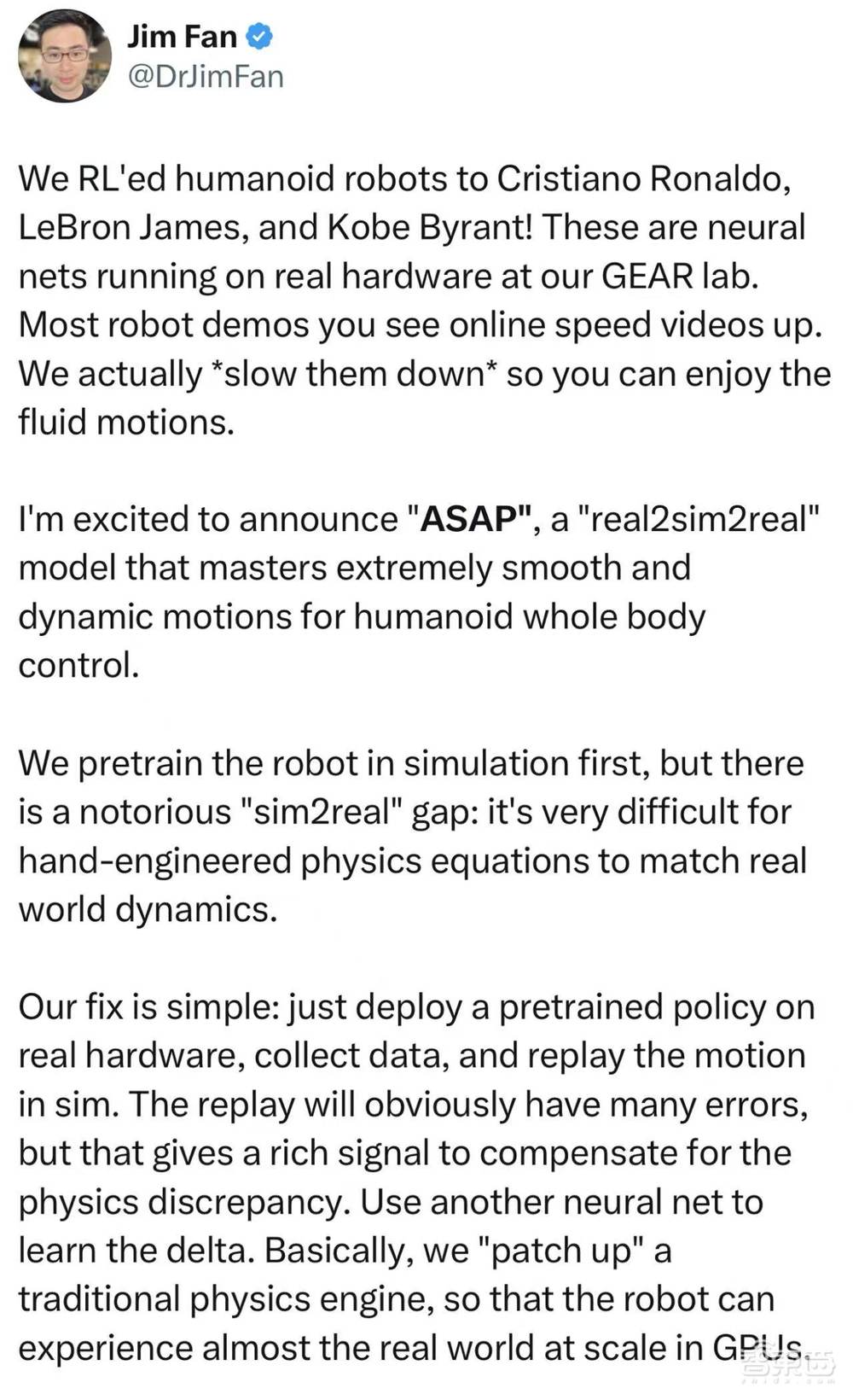 英伟达公布机器人黑科技!完美复刻科比、C罗、詹姆斯招牌动作