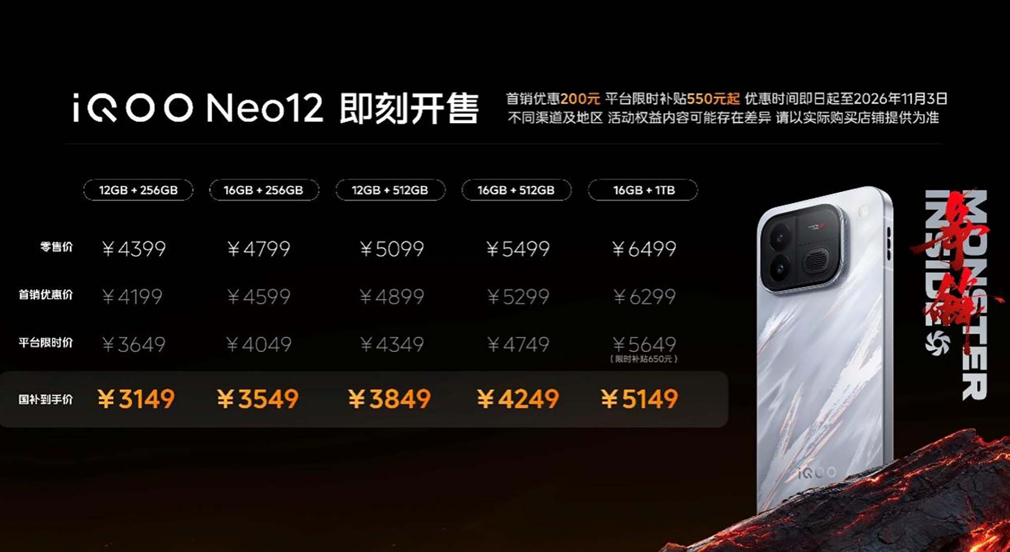 3149元起,iQOO Neo12首发2K 185Hz屏幕,称游戏体验“史上最接近”PC